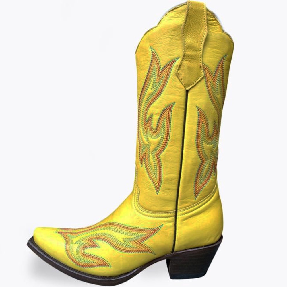 Planet Cowboy Psychedelic Yellow Boots 10 NEW